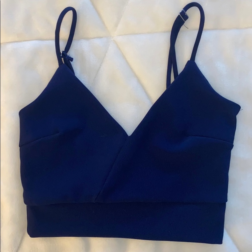 blue crop top matching set with skirt!